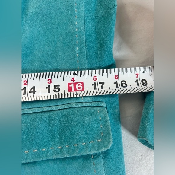 KAREN KANE Blue Suede Leather Blazer Jacket Women’s Medium - Picture 7 of 15